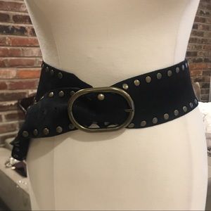Black suede gold grommet belt